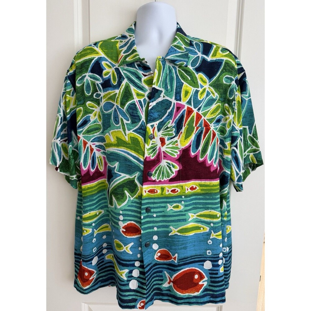 Jams World Men’s Hawaiian Aloha Short Sleeve Shirt, XL, “Arvia”, EUC